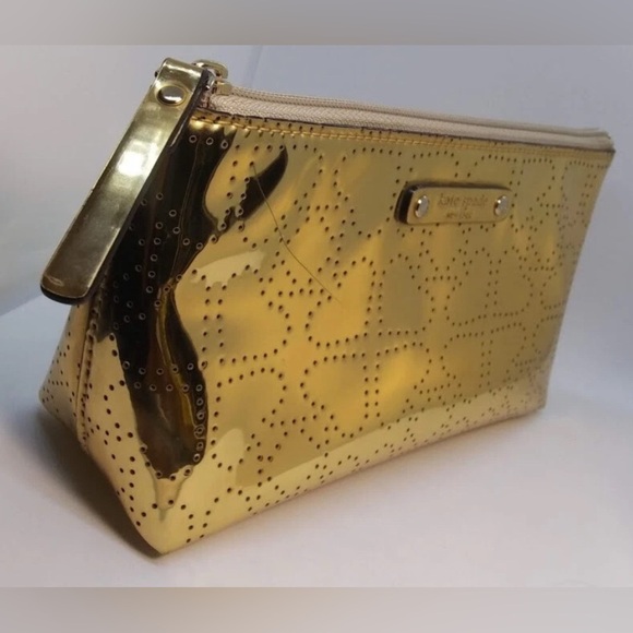 kate spade Handbags - KATE SPADE New York LITTLE SHILOH Metro Spade Gold Shimmer cosmetic bag EUC